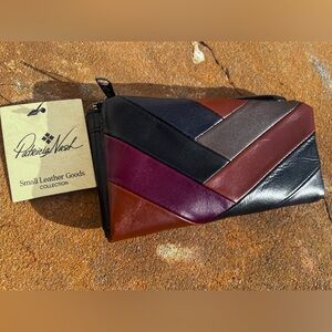 NWT Patricia Nash Prassa Chevron Pattern Black Leather Bifold Wallet